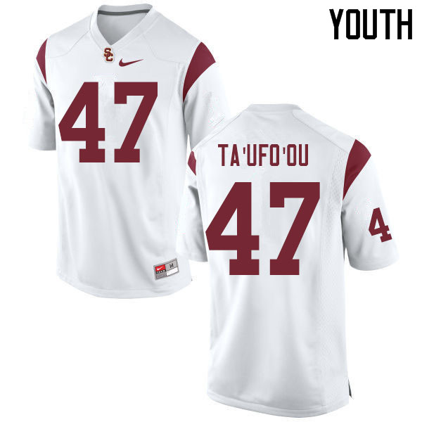 Youth #47 Stanley Ta'ufo'ou USC Trojans College Football Jerseys Sale-White